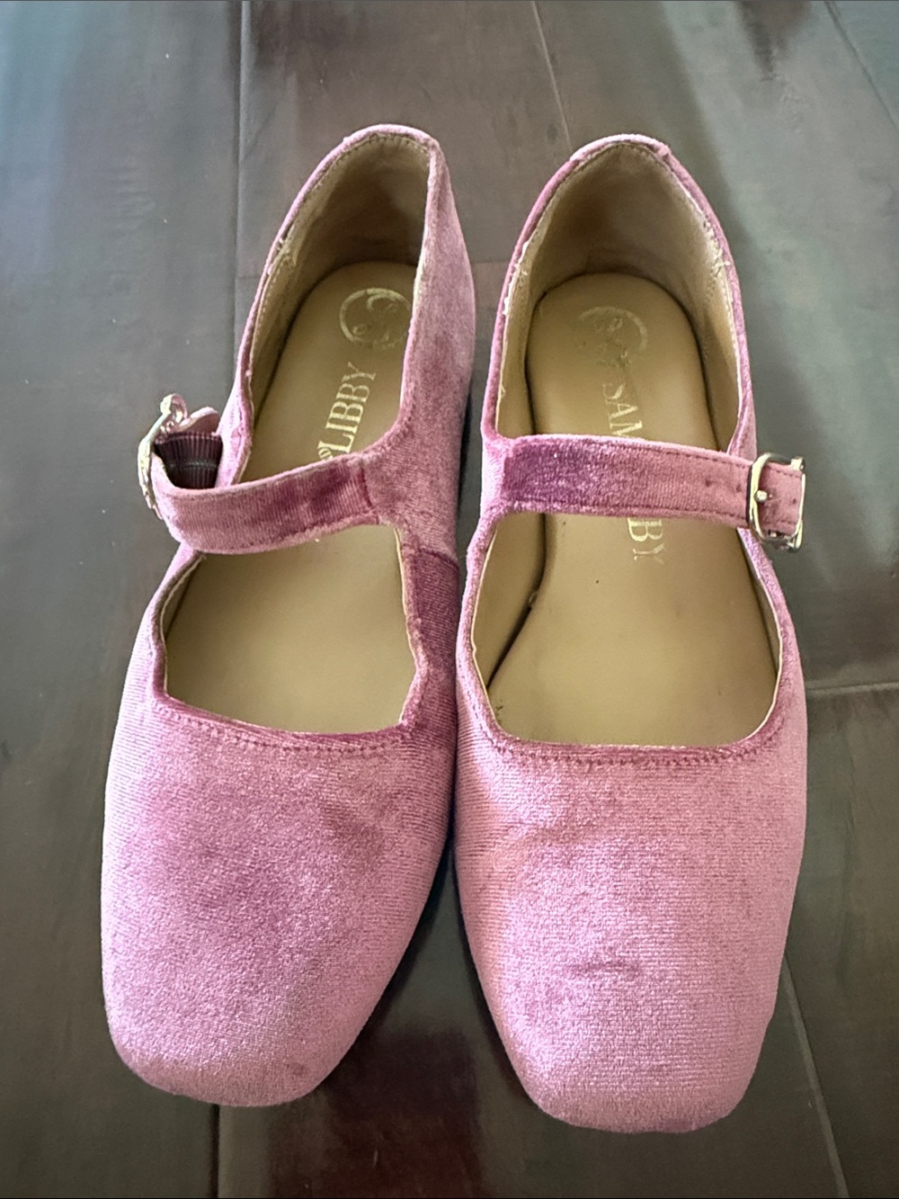 Women’s Pink Velvet Mary Jane Flats